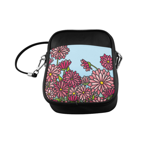 chrysantenum flower field pink floral Sling Bag (Model 1627)
