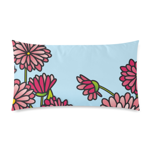 chrysantenum flower field pink floral Rectangle Pillow Case 20"x36"(Twin Sides)