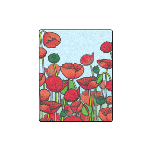 field of poppy flowers red floral Blanket 40"x50"