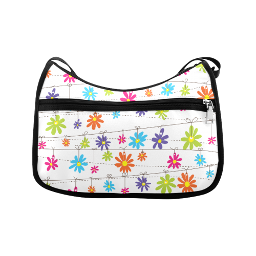 colorful flowers hanging on lines Crossbody Bags (Model 1616)