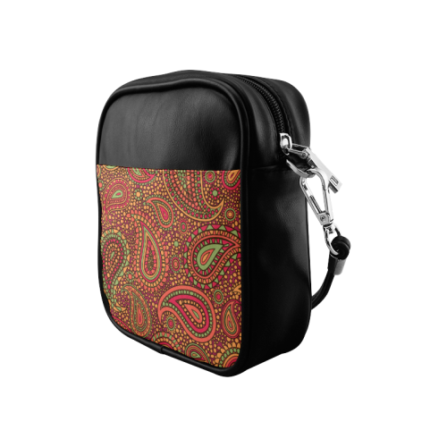 red paisley mosaic pattern Sling Bag (Model 1627)