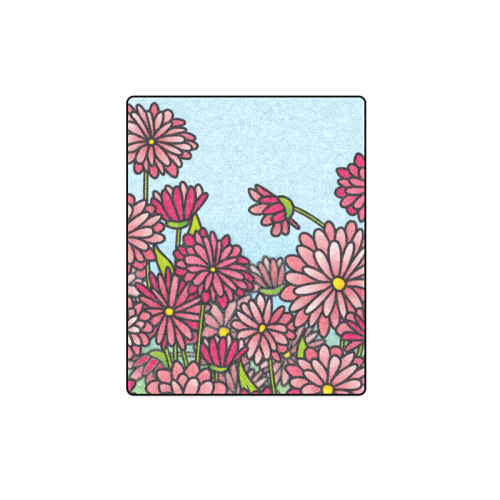 chrysantenum flower field pink floral Blanket 40"x50"