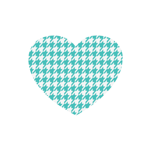 turquoise and white houndstooth classic pattern Heart-shaped Mousepad