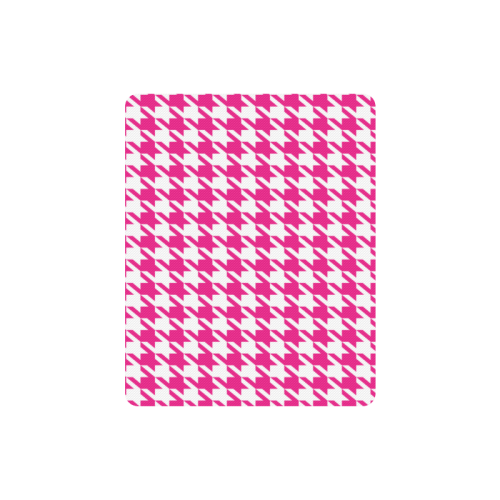 hot pink  and white houndstooth classic pattern Rectangle Mousepad