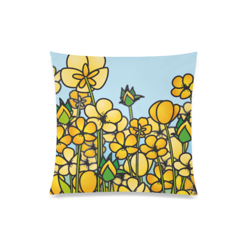 buttercup flower field yellow floral arrangement Custom Zippered Pillow Case 20"x20"(Twin Sides)