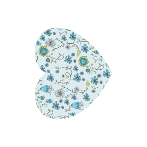 blue fantasy doodle flower pattern Heart-shaped Mousepad