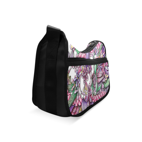 Pink Purple flower drawing Crossbody Bags (Model 1616)