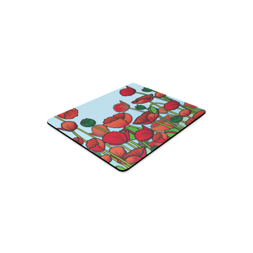field of poppy flowers red floral Rectangle Mousepad