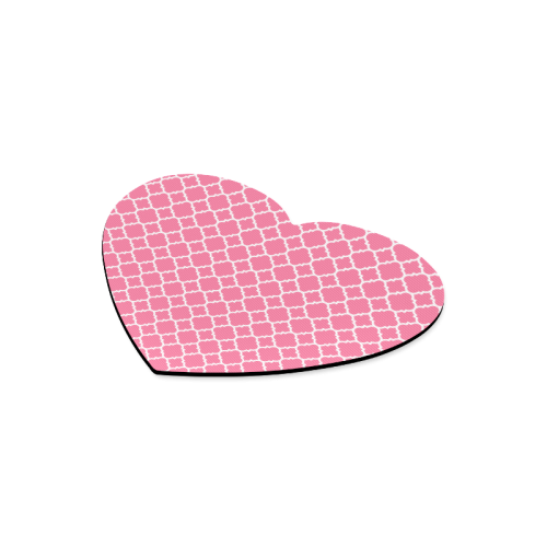 pink white quatrefoil classic pattern Heart-shaped Mousepad