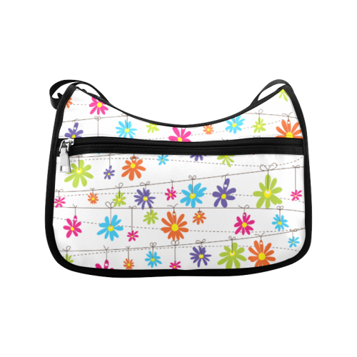 colorful flowers hanging on lines Crossbody Bags (Model 1616)