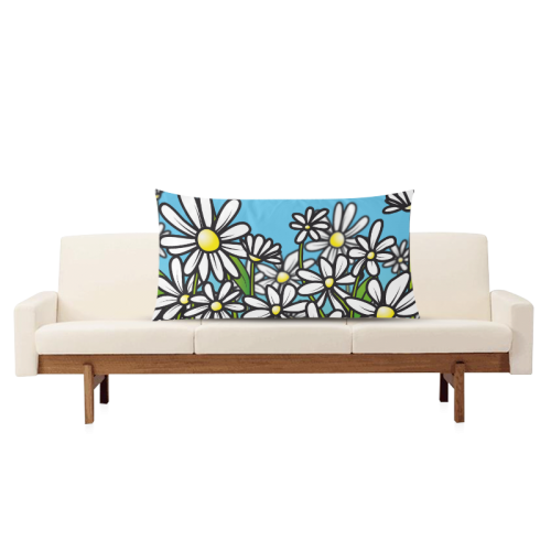 white daisy field flowers Rectangle Pillow Case 20"x36"(Twin Sides)