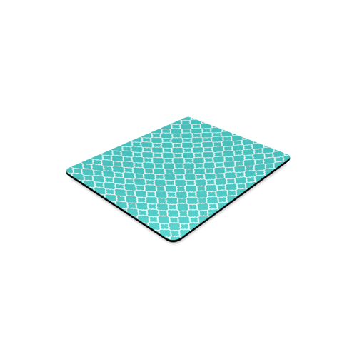 turquoise white quatrefoil classic pattern Rectangle Mousepad