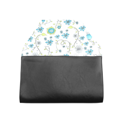 blue fantasy doodle flower pattern Clutch Bag (Model 1630)