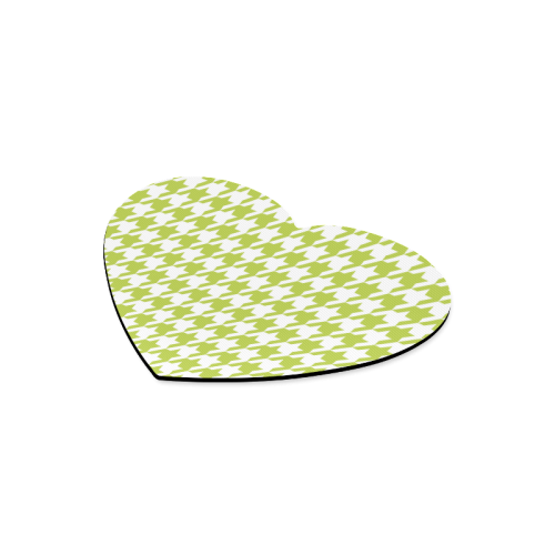spring green and white houndstooth classic pattern Heart-shaped Mousepad