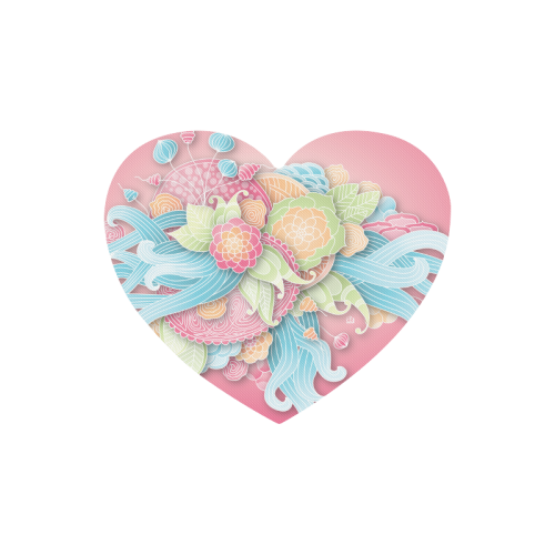 bright blue green pink yellow flowers Heart-shaped Mousepad
