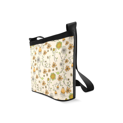 yellow orange fantasy doodle flower pattern Crossbody Bags (Model 1613)