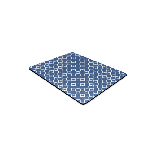 dark blue white quatrefoil classic pattern Rectangle Mousepad