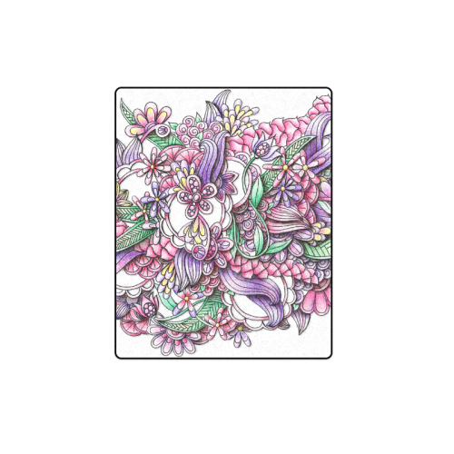 Pink Purple flower drawing Blanket 40"x50"