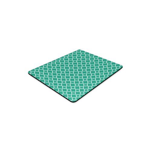 emerald green white quatrefoil classic pattern Rectangle Mousepad