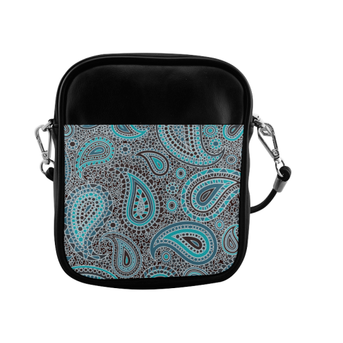 blue paisley mosaic design Sling Bag (Model 1627)