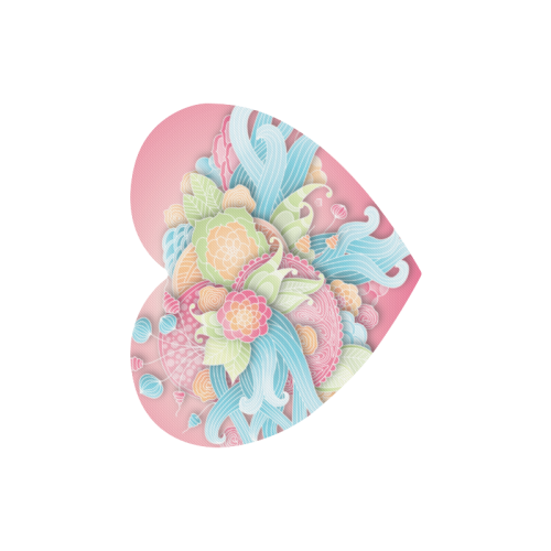 bright blue green pink yellow flowers Heart-shaped Mousepad