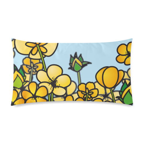 buttercup flower field yellow floral arrangement Rectangle Pillow Case 20"x36"(Twin Sides)