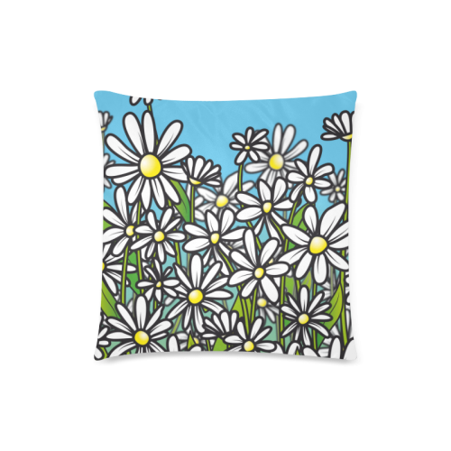 white daisy field flowers Custom Zippered Pillow Case 18"x18"(Twin Sides)