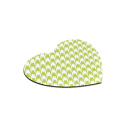 spring green and white houndstooth classic pattern Heart-shaped Mousepad