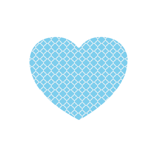 bright blue white quatrefoil classic pattern Heart-shaped Mousepad