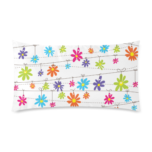 colorful flowers hanging on lines Rectangle Pillow Case 20"x36"(Twin Sides)