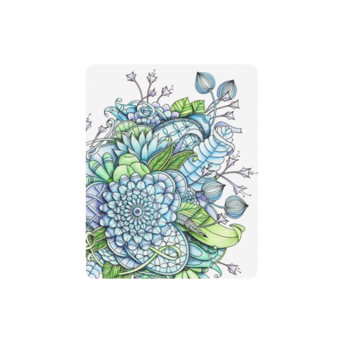 Blue Green flower drawing peaceful garden 2 Rectangle Mousepad