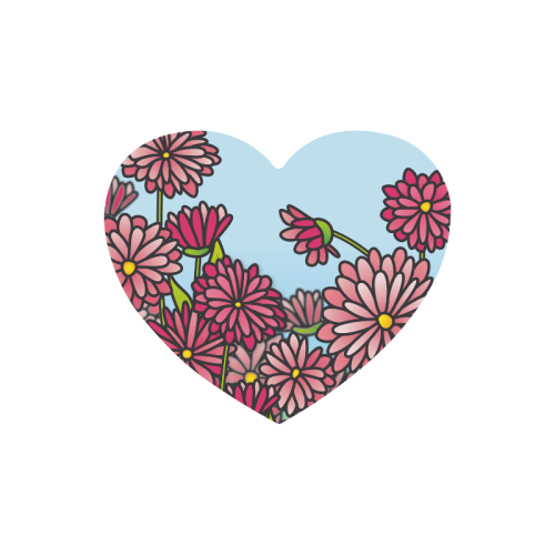 chrysantenum flower field pink floral Heart-shaped Mousepad