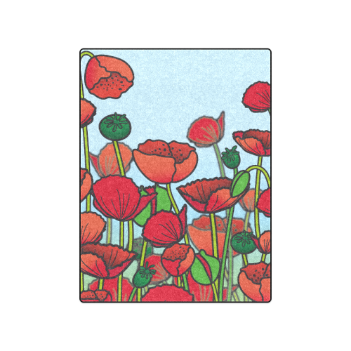 field of poppy flowers red floral Blanket 50"x60"