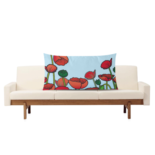 field of poppy flowers red floral Rectangle Pillow Case 20"x36"(Twin Sides)