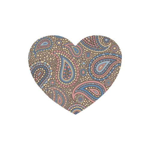 yellow blue pink paisley mosaic pattern Heart-shaped Mousepad