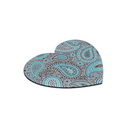 blue paisley mosaic design Heart-shaped Mousepad