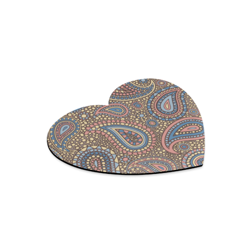 yellow blue pink paisley mosaic pattern Heart-shaped Mousepad