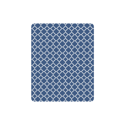 dark blue white quatrefoil classic pattern Rectangle Mousepad