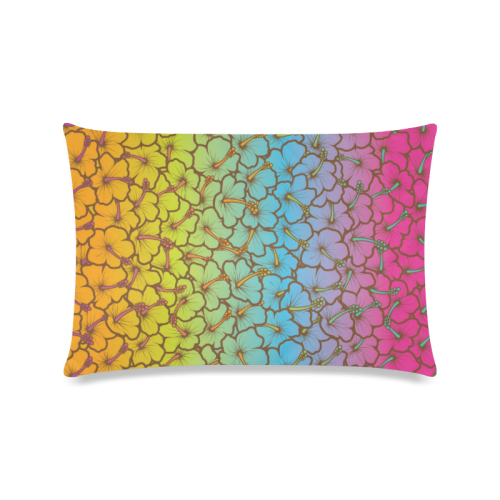 rainbow hibiscus flowers Custom Zippered Pillow Case 16"x24"(Twin Sides)