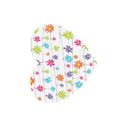 colorful flowers hanging on lines Heart-shaped Mousepad