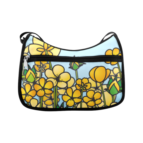 buttercup flower field yellow floral arrangement Crossbody Bags (Model 1616)