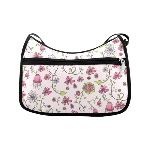 pink fantasy doodle flower pattern Crossbody Bags (Model 1616)