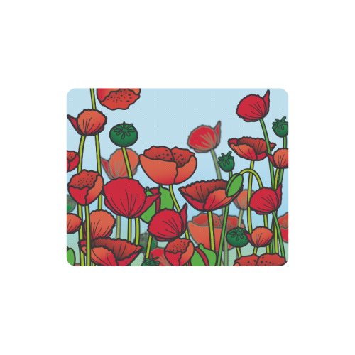 field of poppy flowers red floral Rectangle Mousepad