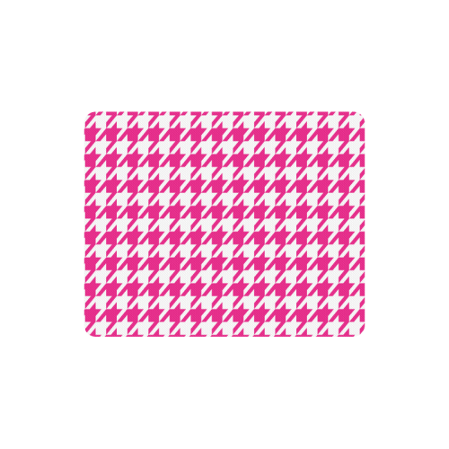 hot pink  and white houndstooth classic pattern Rectangle Mousepad