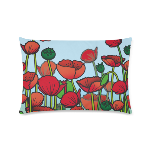 field of poppy flowers red floral Custom Zippered Pillow Case 16"x24"(Twin Sides)