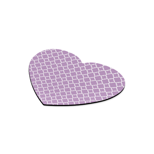 purple lilac white quatrefoil classic pattern Heart-shaped Mousepad
