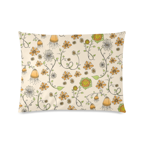 yellow orange fantasy doodle flower pattern Custom Zippered Pillow Case 20"x26"(Twin Sides)