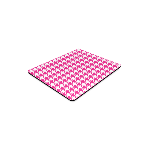 hot pink  and white houndstooth classic pattern Rectangle Mousepad