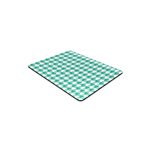 emerald green and white houndstooth classic patter Rectangle Mousepad