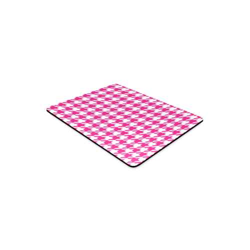 hot pink  and white houndstooth classic pattern Rectangle Mousepad